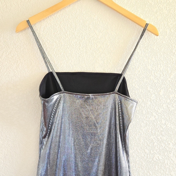 H&M Metallic Silver Mini Slip Dress, M, Cocktail, Party - Picture 5 of 8